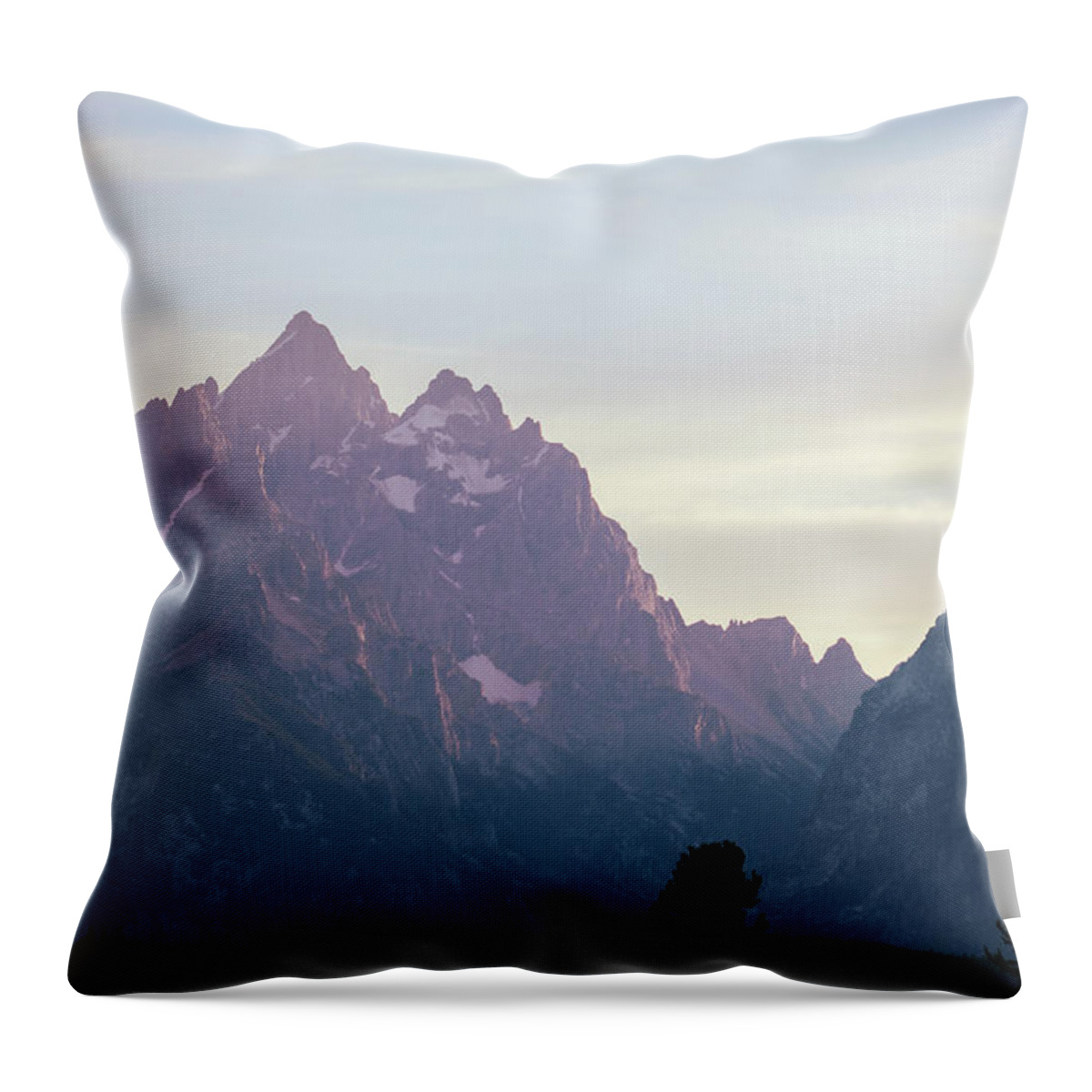 Mountain Throw Pillow featuring the photograph Last bit of Teton light by Go and Flow Photos