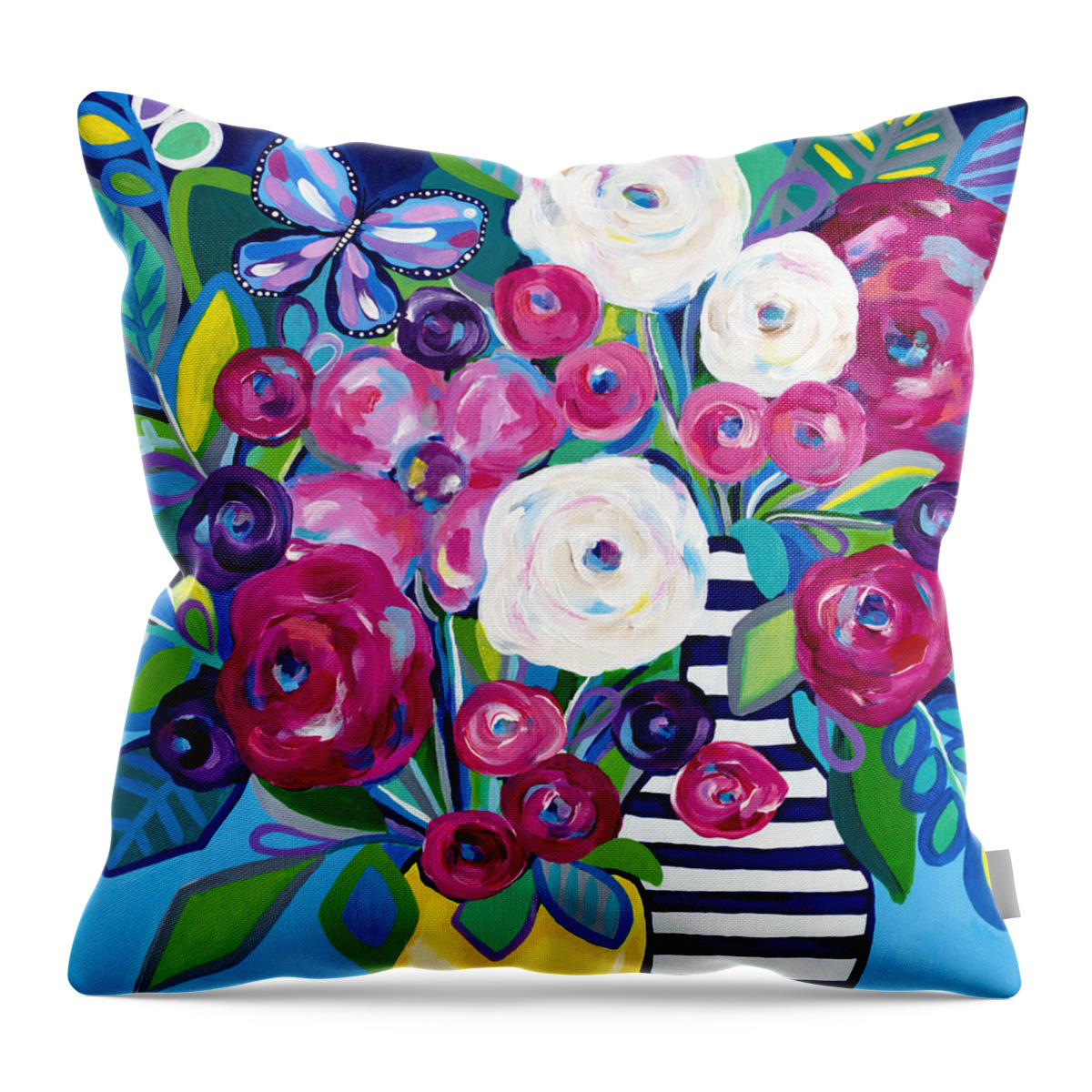 Floral Bouquet Throw Pillow featuring the painting Last Burst of Summer by Beth Ann Scott