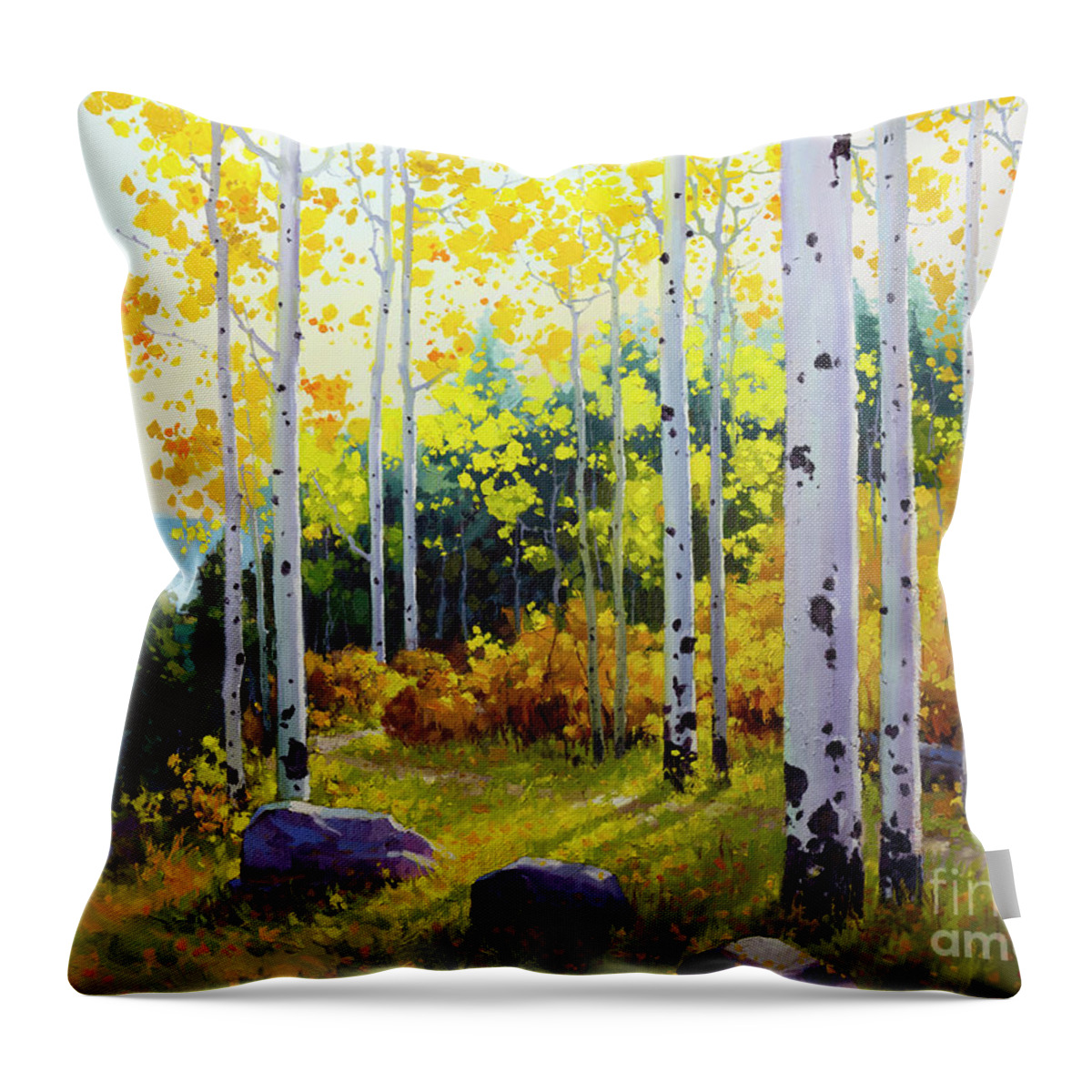 Aspen Throw Pillow featuring the painting Late Afternoon Aspen Vista by Gary Kim