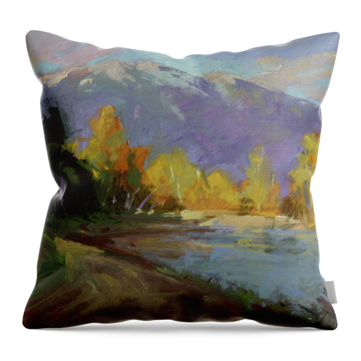 Autumn Paintings Throw Pillow featuring the painting Late Autumn Sun by Betty Jean Billups