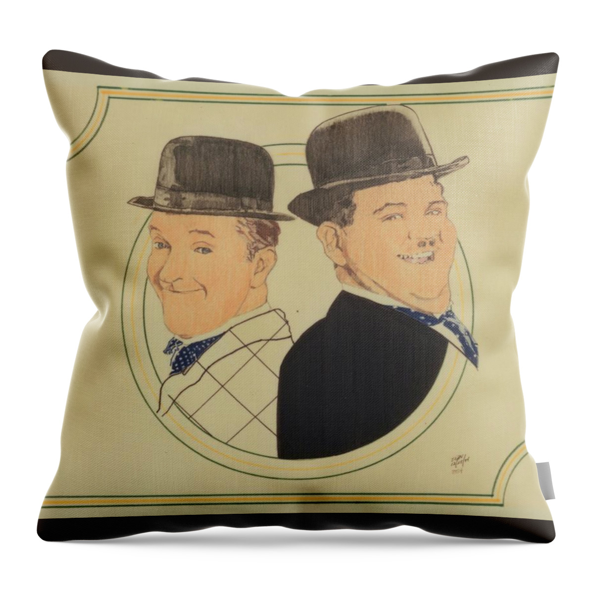 Colored Pencil Throw Pillow featuring the drawing Laurel And Hardy by Sean Connolly