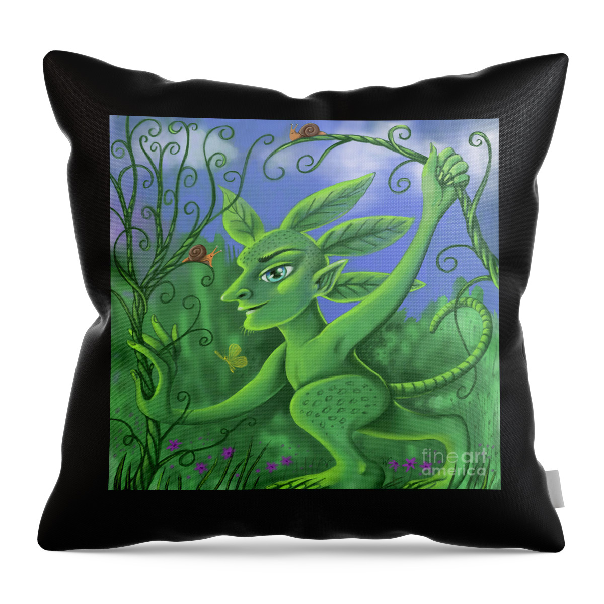 Fantasy Throw Pillow featuring the digital art Leaf Man by Valerie White