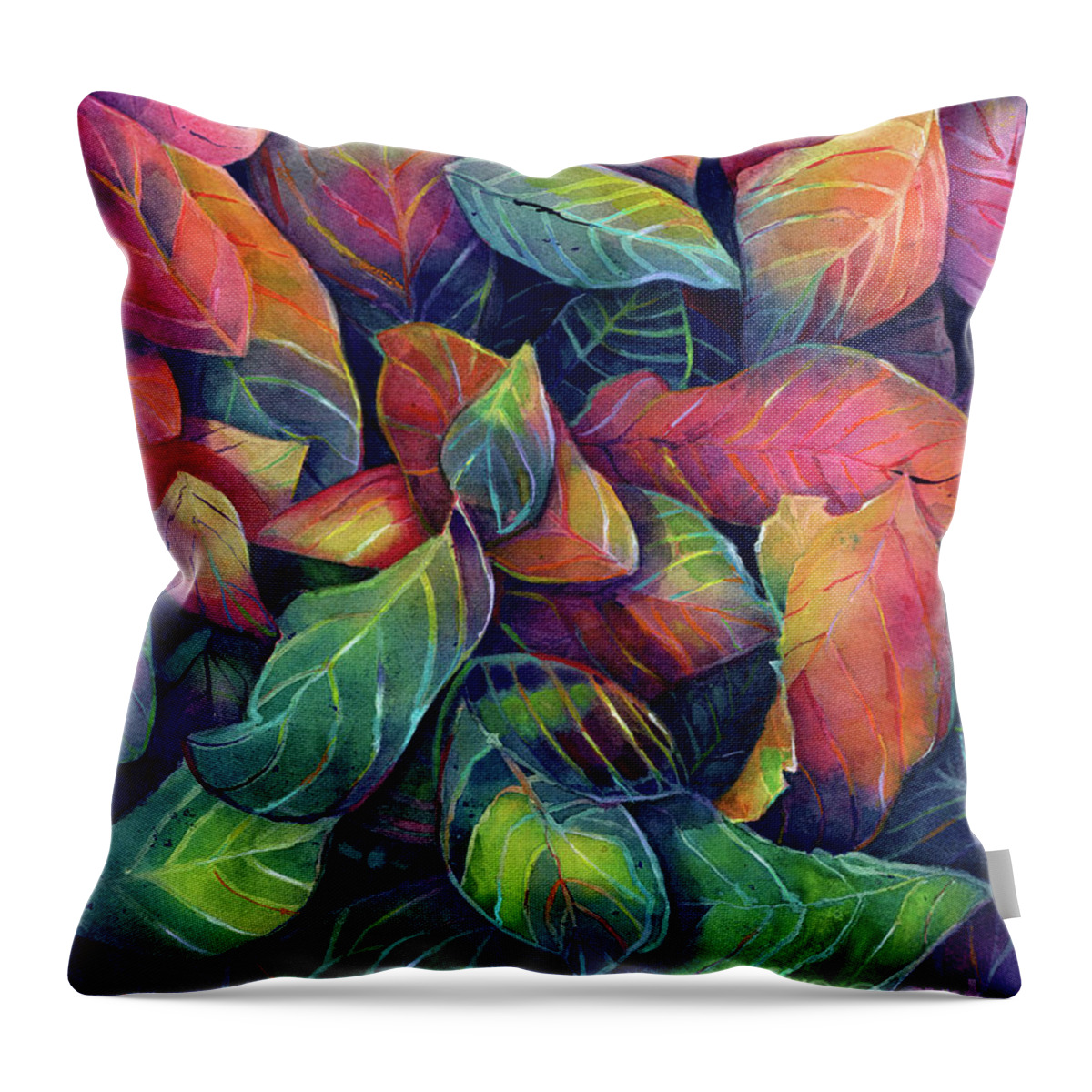 Fall Throw Pillow featuring the painting Leaf Summer Behind by Lois Blasberg