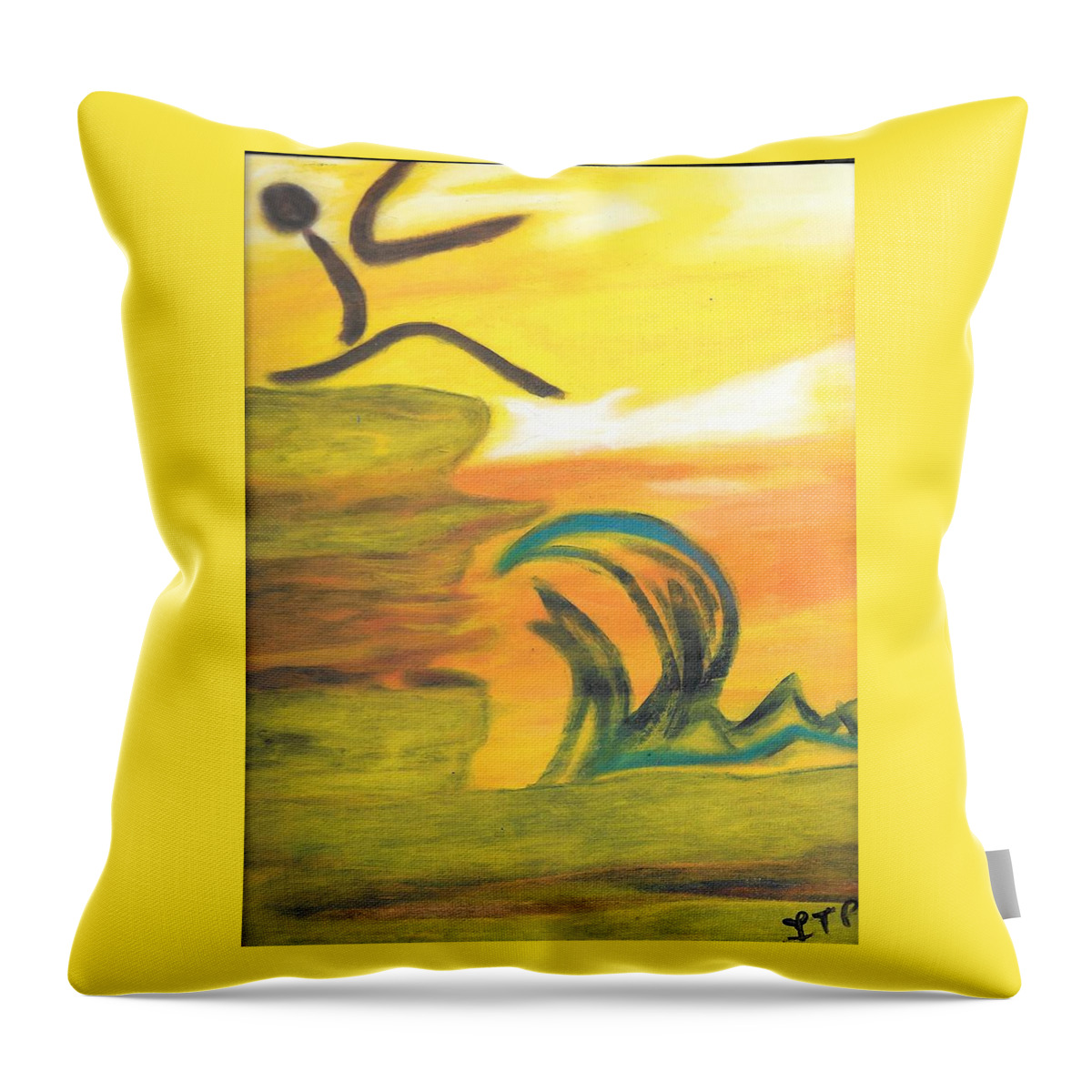 Leap Throw Pillow featuring the painting Leap of Faith by Esoteric Gardens KN