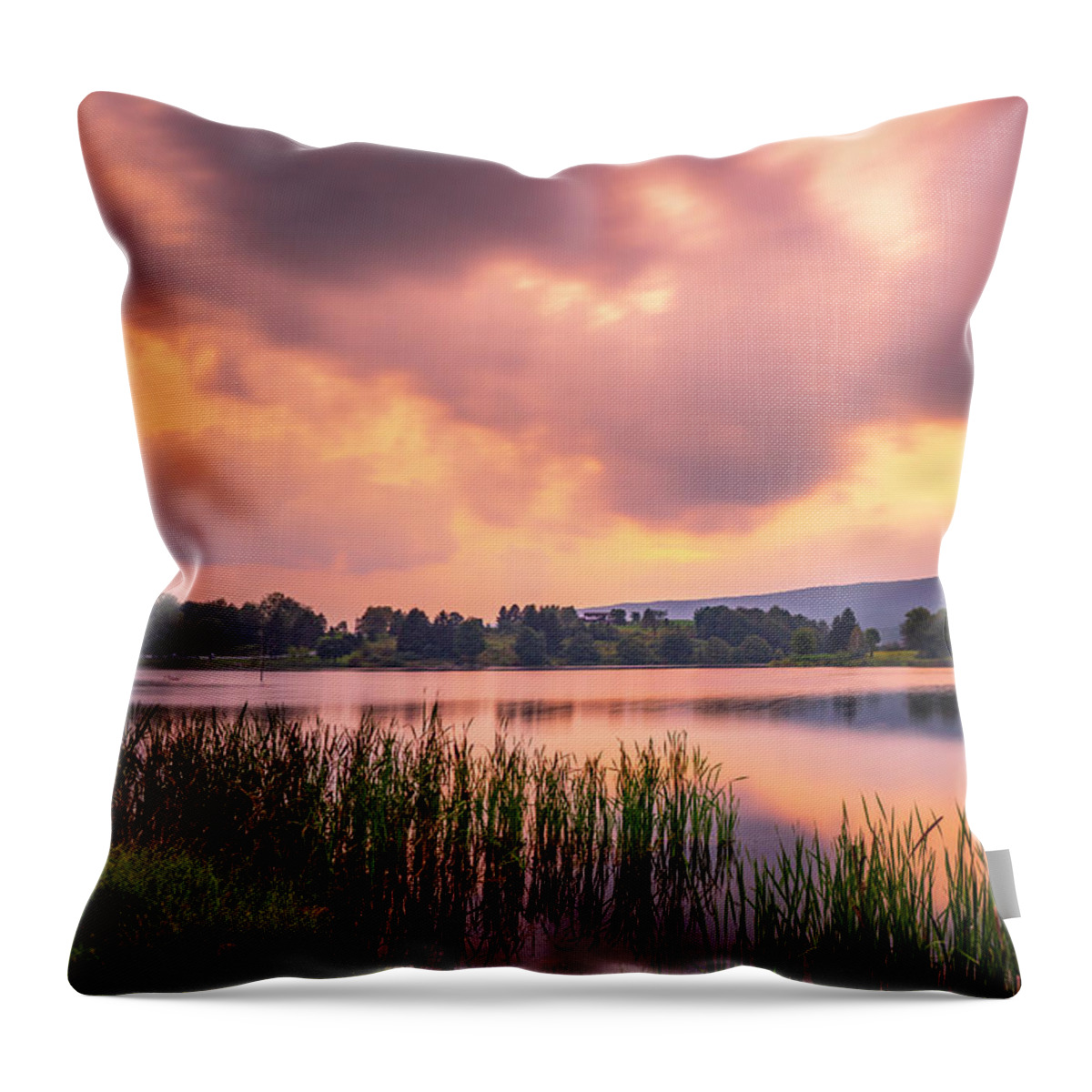 Leaser Throw Pillow featuring the photograph Beautiful September Leaser Lake Sunset by Jason Fink