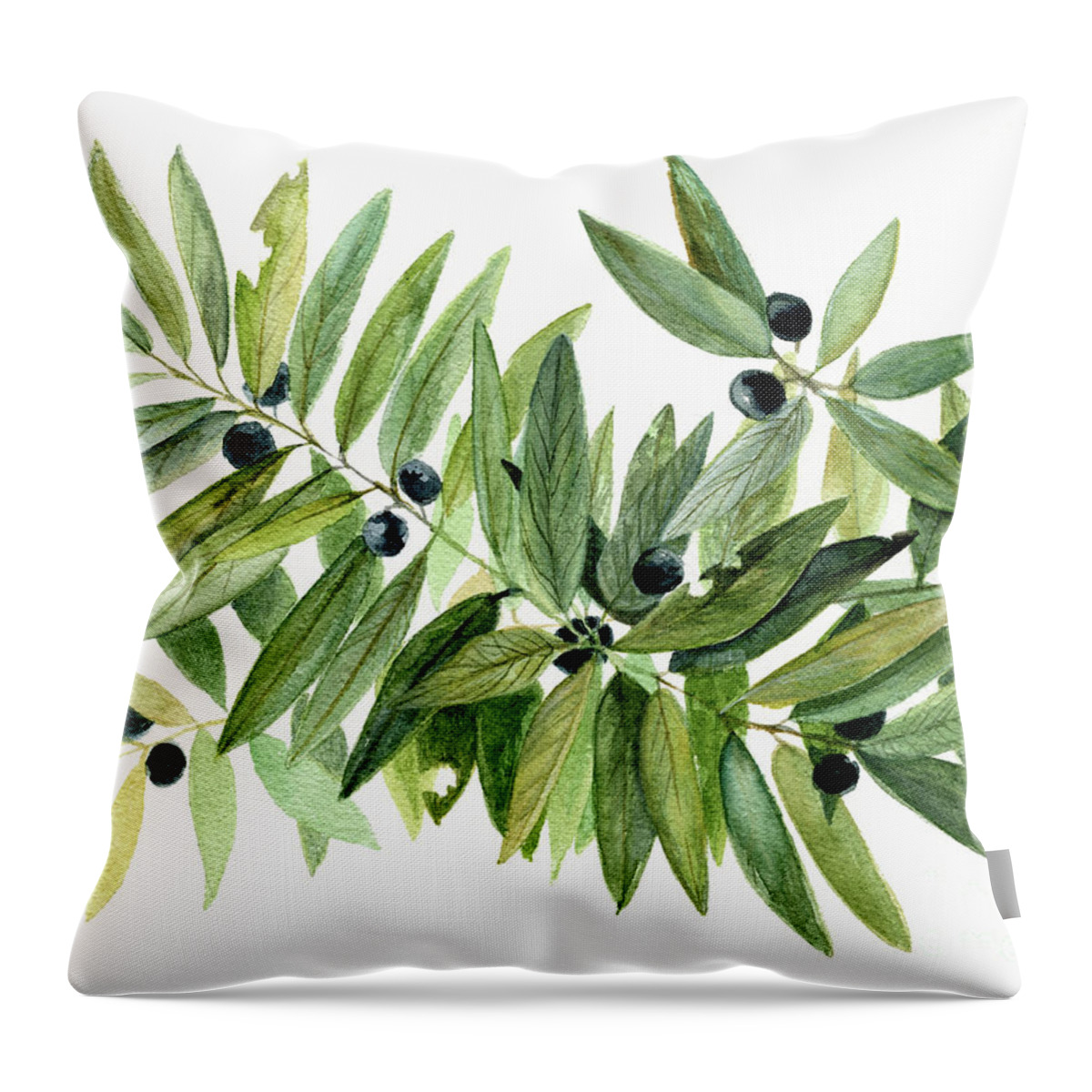 Botanical Throw Pillow featuring the painting Leaves and Berries by Laurie Rohner