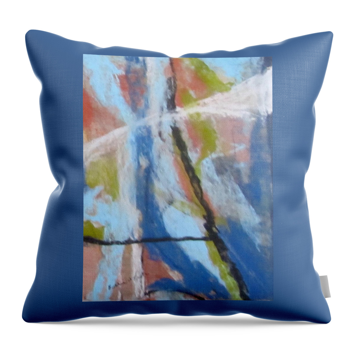 Blue Throw Pillow featuring the pastel Left Hand Abstract Series #1 Right Diptych by Barbara O'Toole