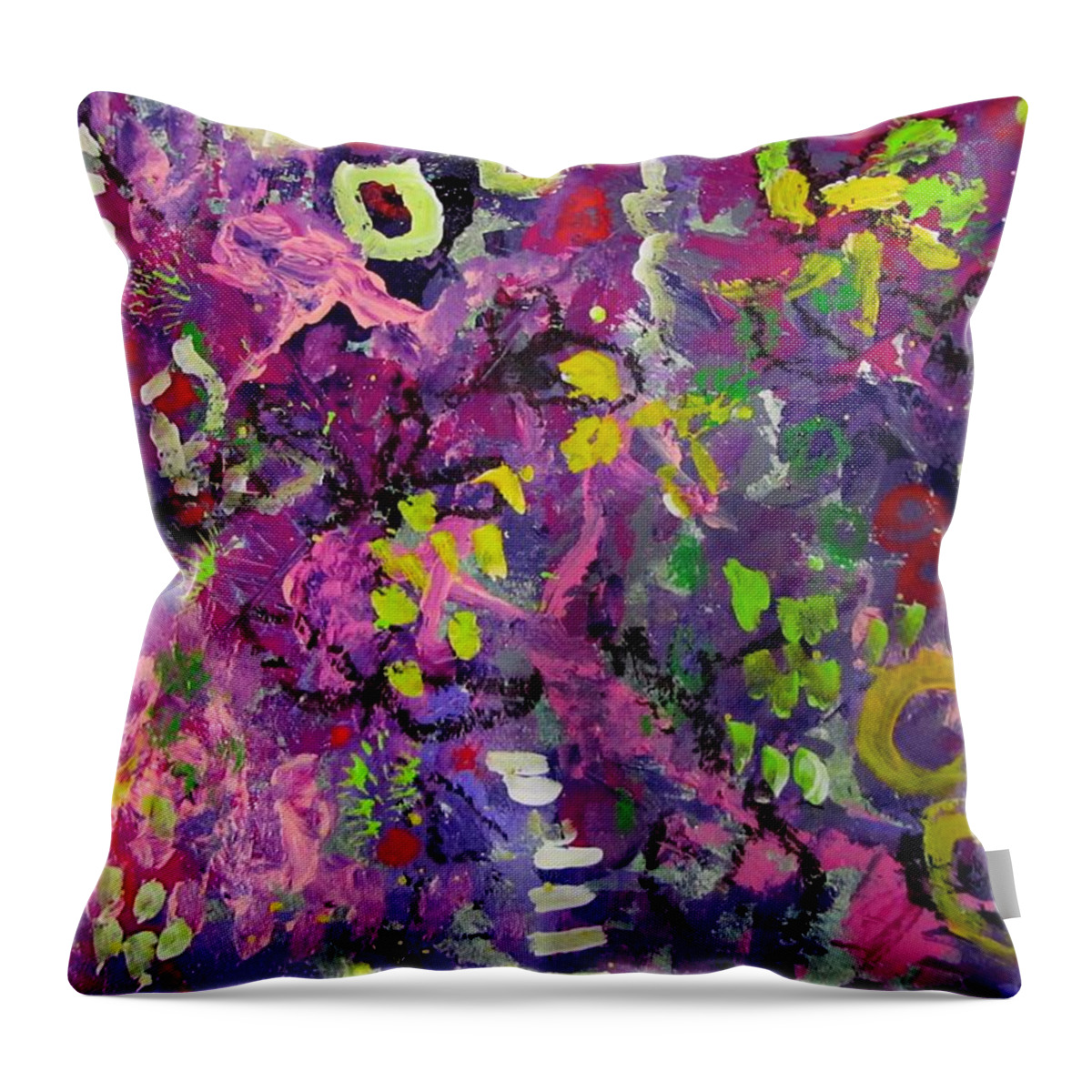Happy Throw Pillow featuring the painting Lefthand Abstracts Seies#5 - Cheerio by Barbara O'Toole