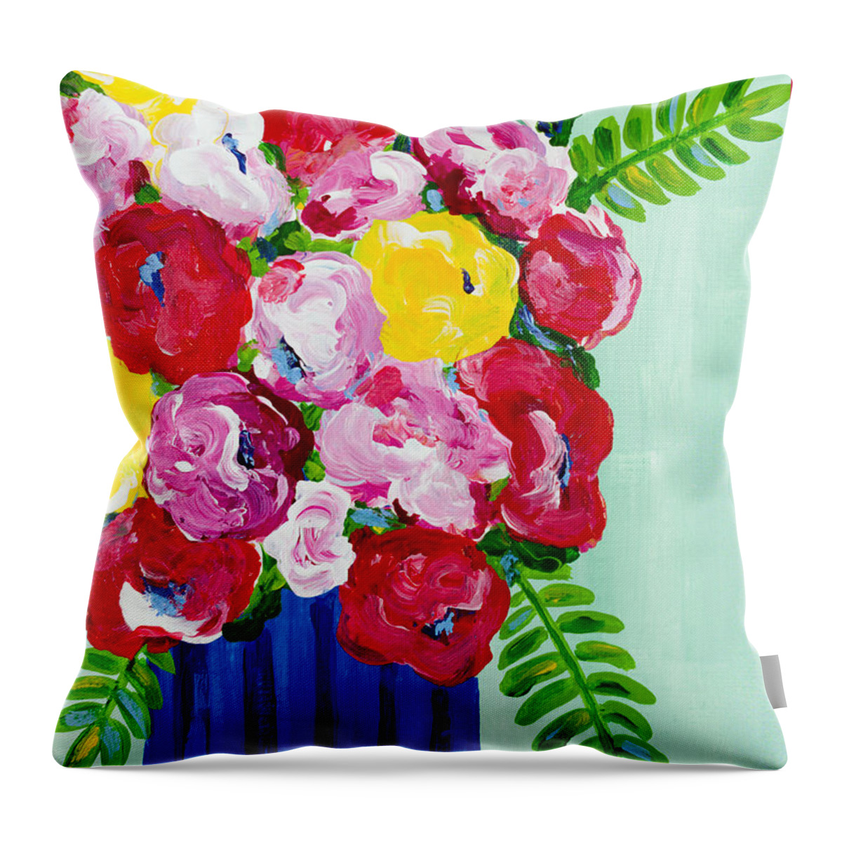 Abstract Floral Throw Pillow featuring the painting Lemon Lime by Beth Ann Scott