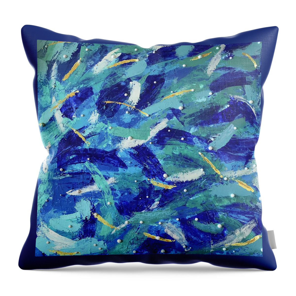 Abstract Art Throw Pillow featuring the mixed media Les Michaels by Medge Jaspan