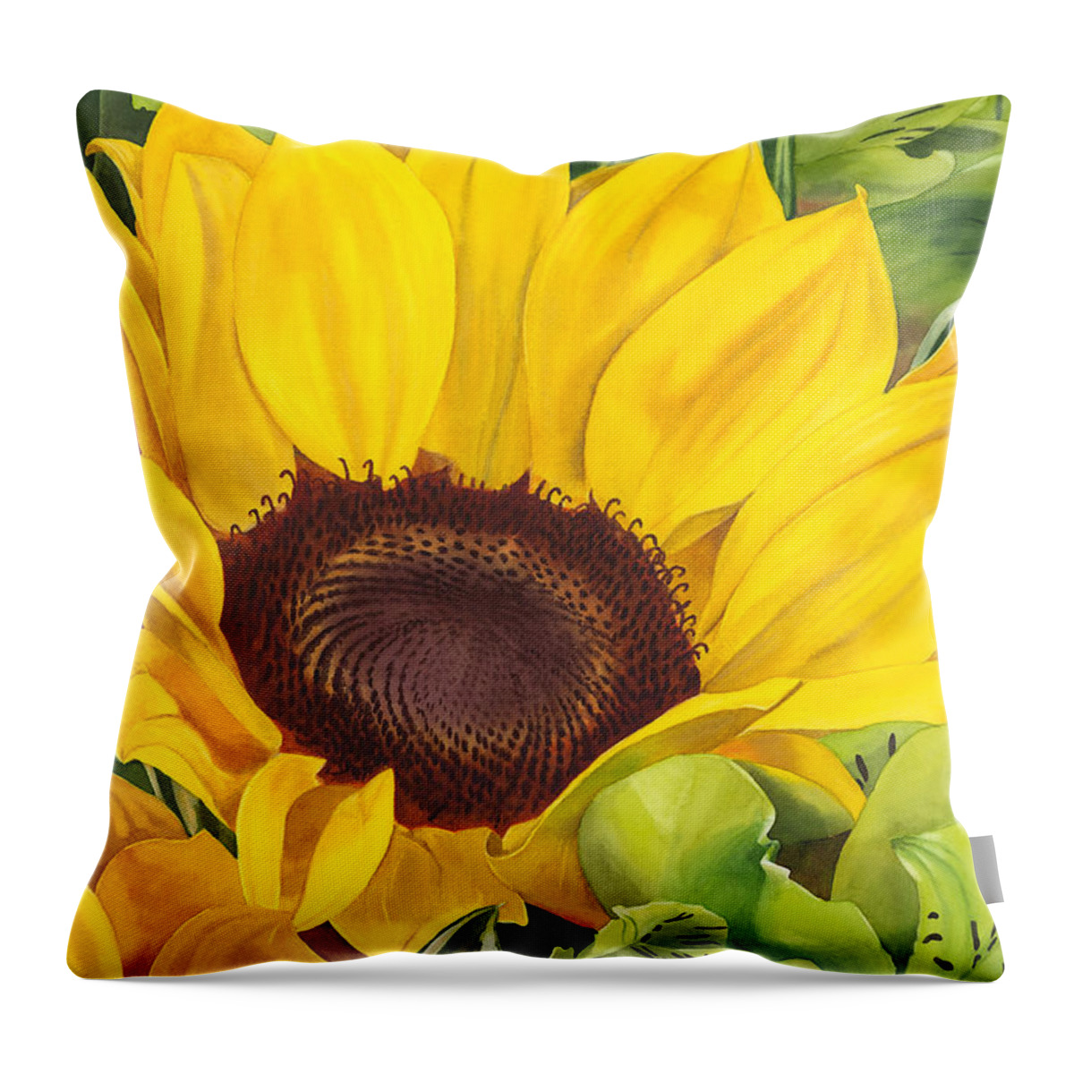 Flower Throw Pillow featuring the painting Let Me Brighten Your Day by Espero Art