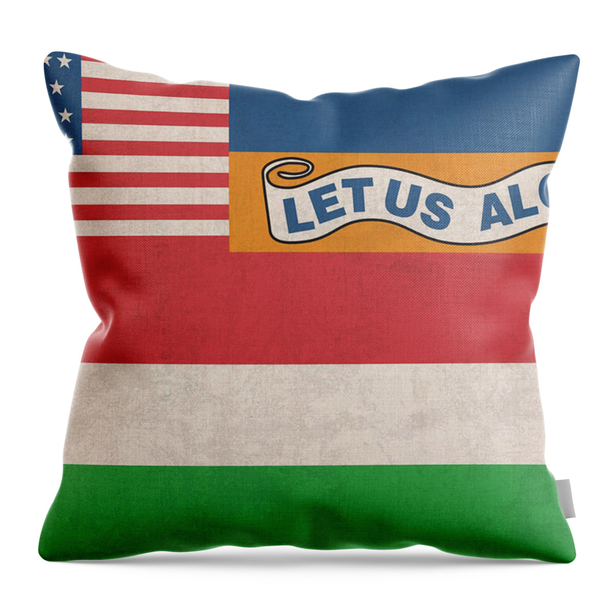 Let Us Alone Throw Pillow featuring the mixed media Let Us Alone Vintage State of Florida Flag by Design Turnpike