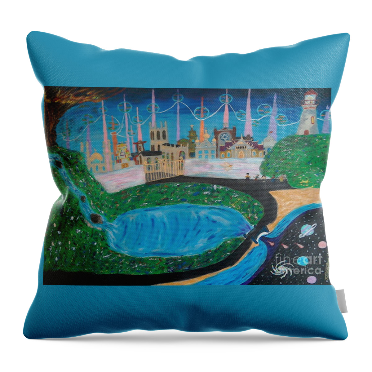 God Throw Pillow featuring the painting Life and Death recycle by David Westwood
