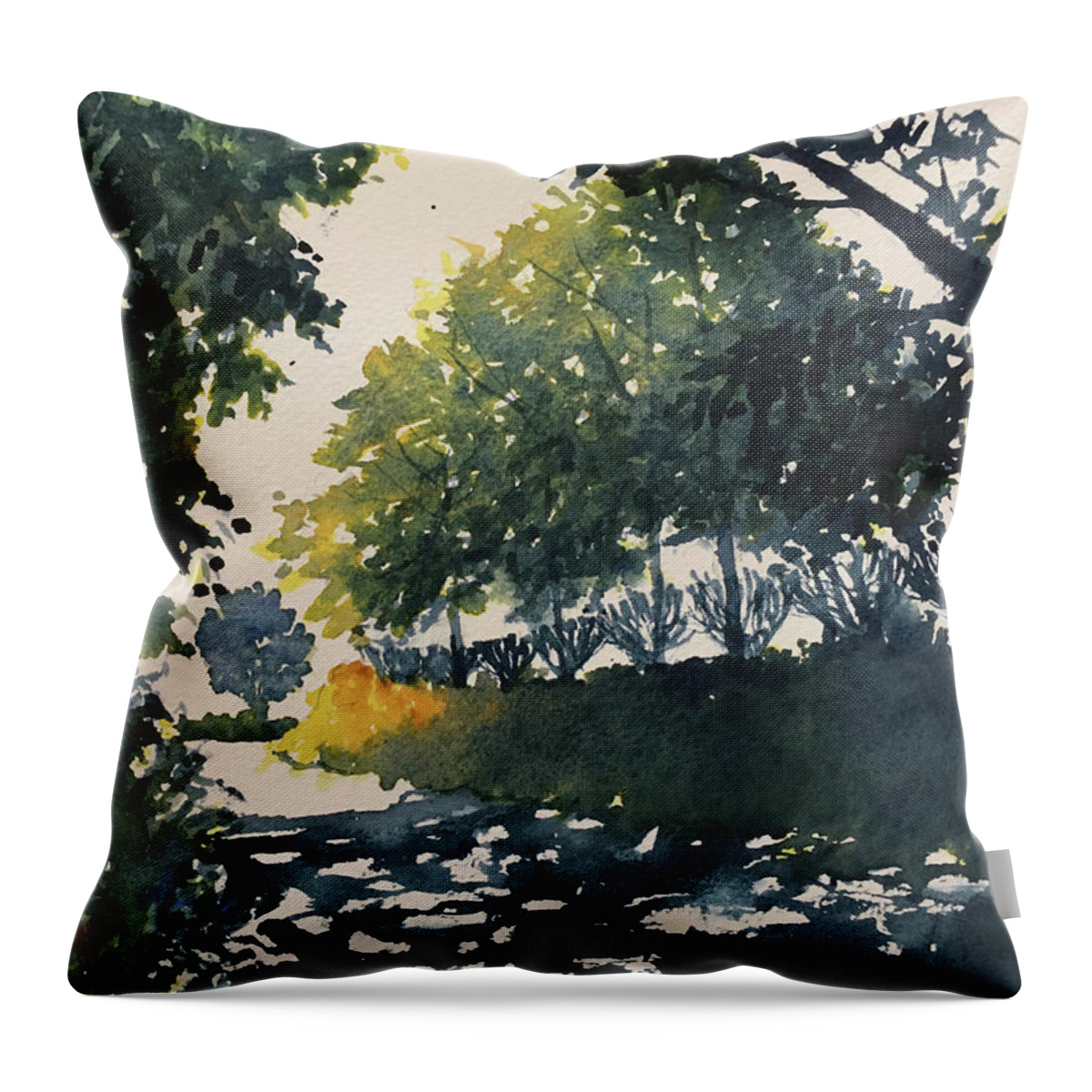 Watercolour Throw Pillow featuring the painting Light and Darks on Turkey Lane by Glenn Marshall