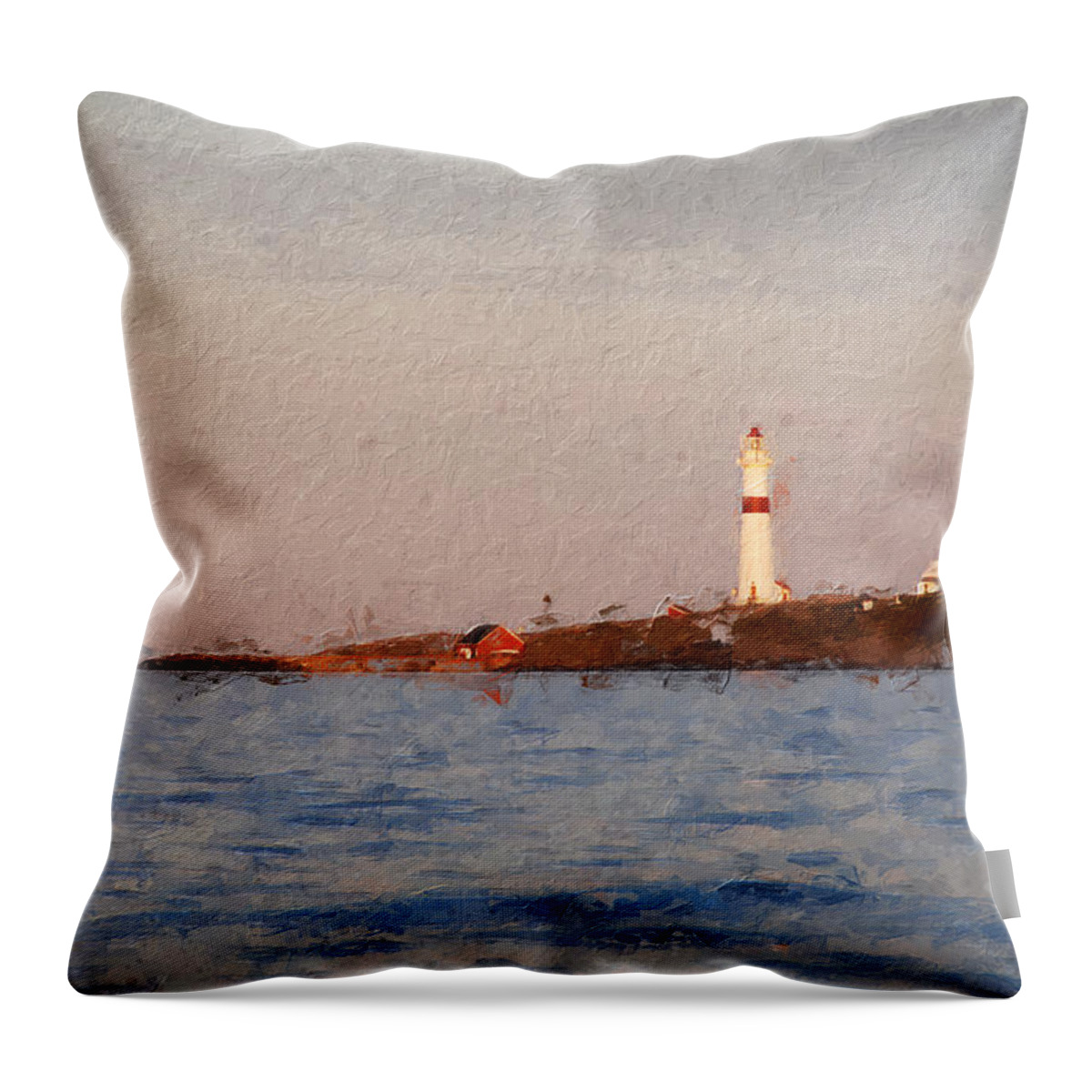 Lighthouse Throw Pillow featuring the digital art Torungen lighthouse by Geir Rosset