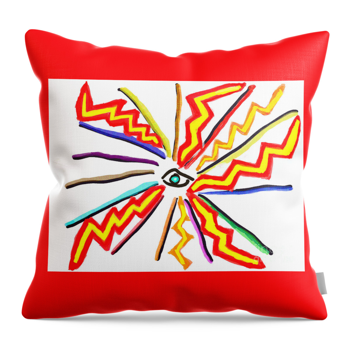 Primitive Impressionistic Expressionism Throw Pillow featuring the digital art Lightning Eye by Zotshee Zotshee