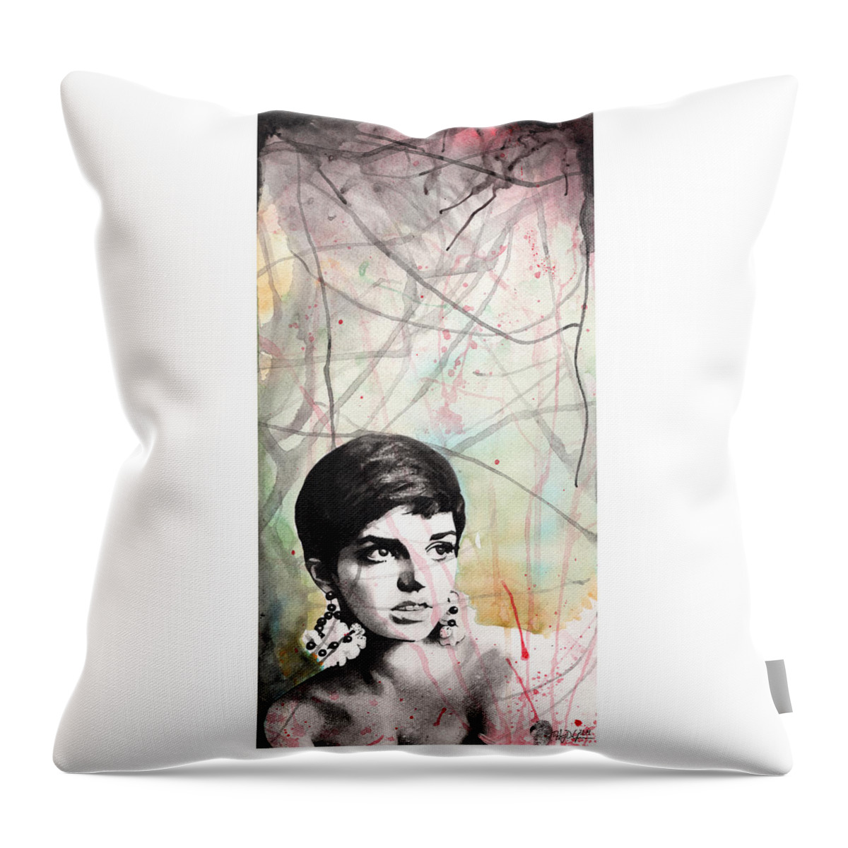 Portrait Throw Pillow featuring the painting Lil' Liza - In White by Tiffany DiGiacomo
