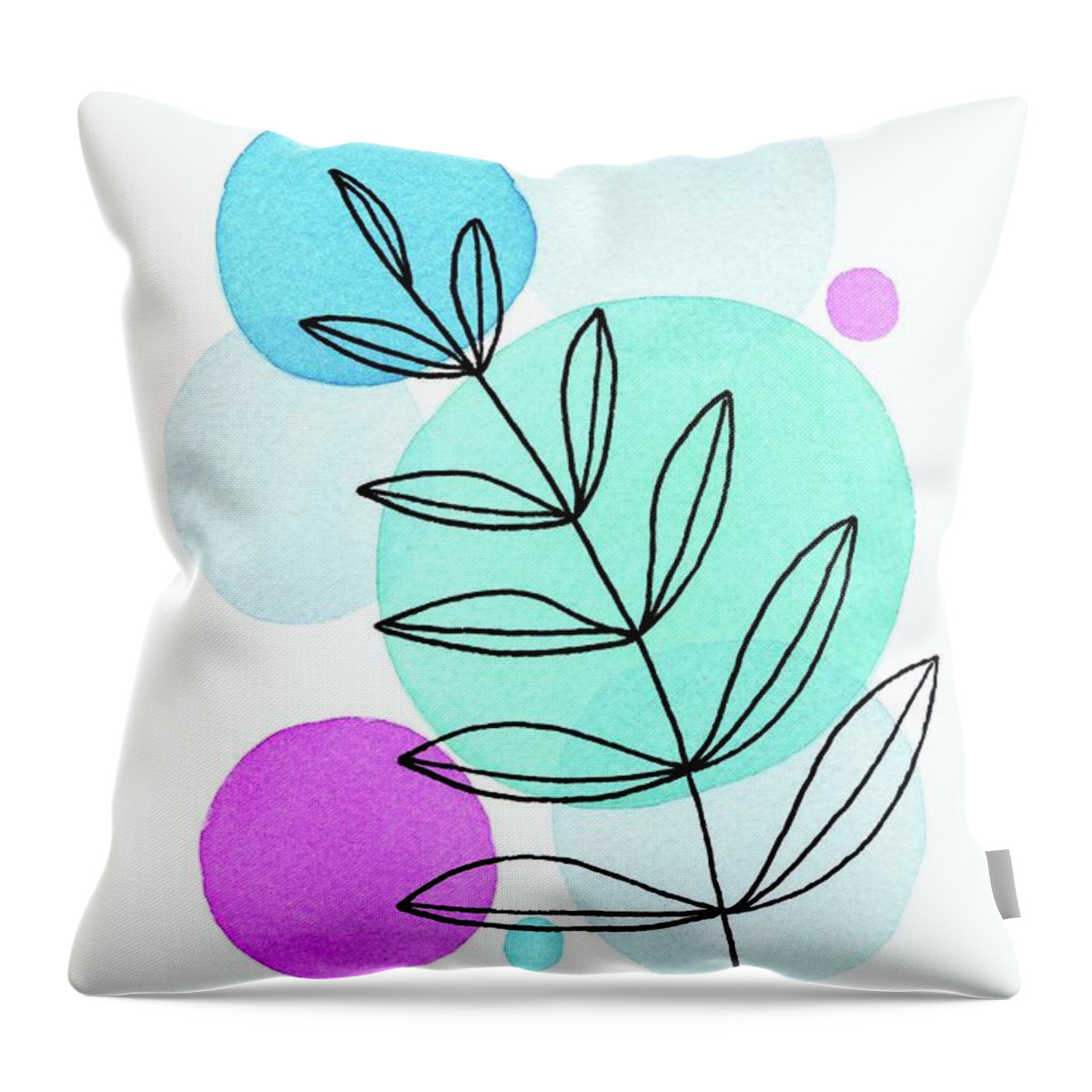 Mid Century Modern Throw Pillow featuring the painting Line Drawing Botanical 3 by Donna Mibus