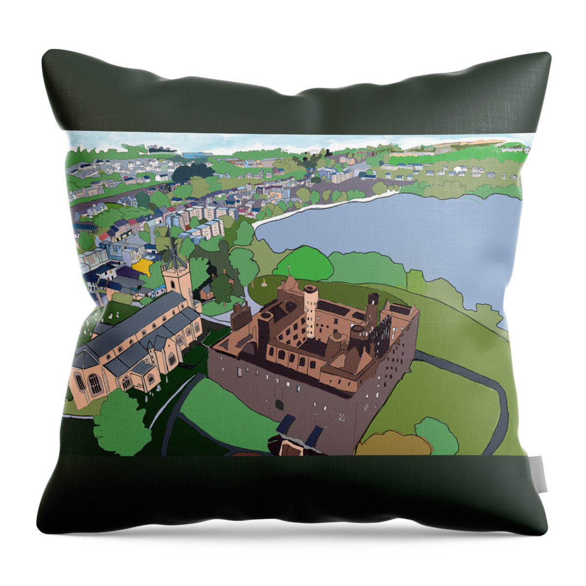 Linlithgow Throw Pillow featuring the digital art Linlithgow Palace by John Mckenzie