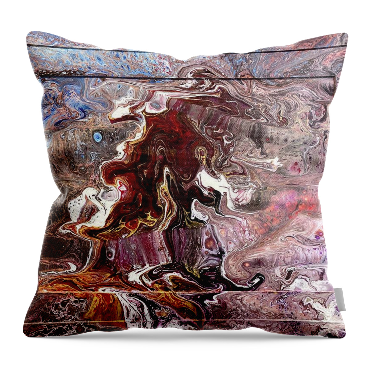 Acrylic Pour Throw Pillow featuring the painting Lion's Mouth by David Euler