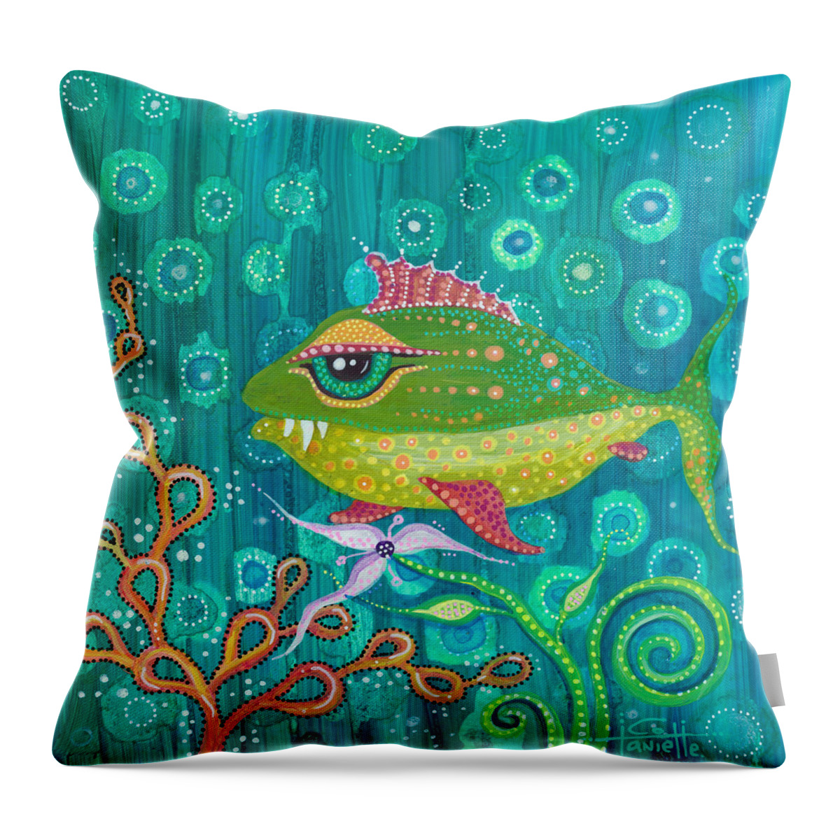 Fish Throw Pillow featuring the painting Little Frankie by Tanielle Childers