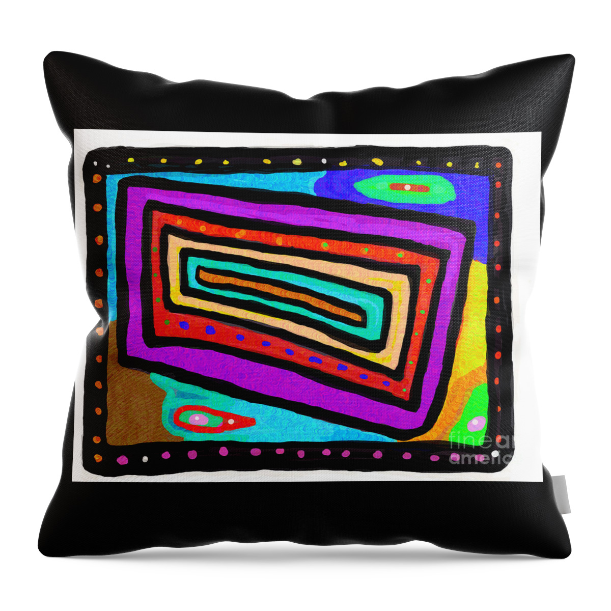 Primitive Impressionistic Expressionism Throw Pillow featuring the digital art Living Inside a Box by Zotshee Zotshee