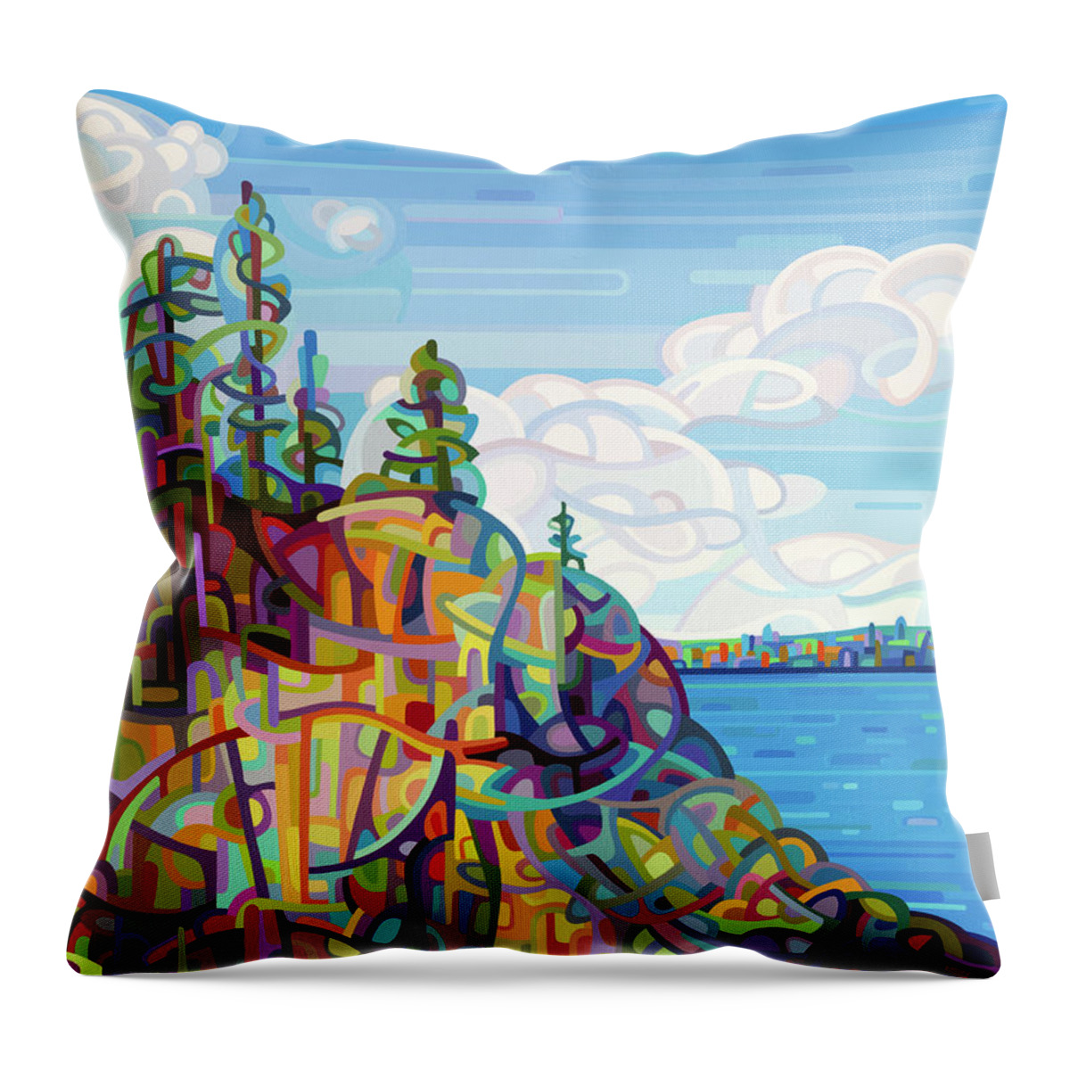 Summer Lake Throw Pillow featuring the painting Living on the Edge by Mandy Budan