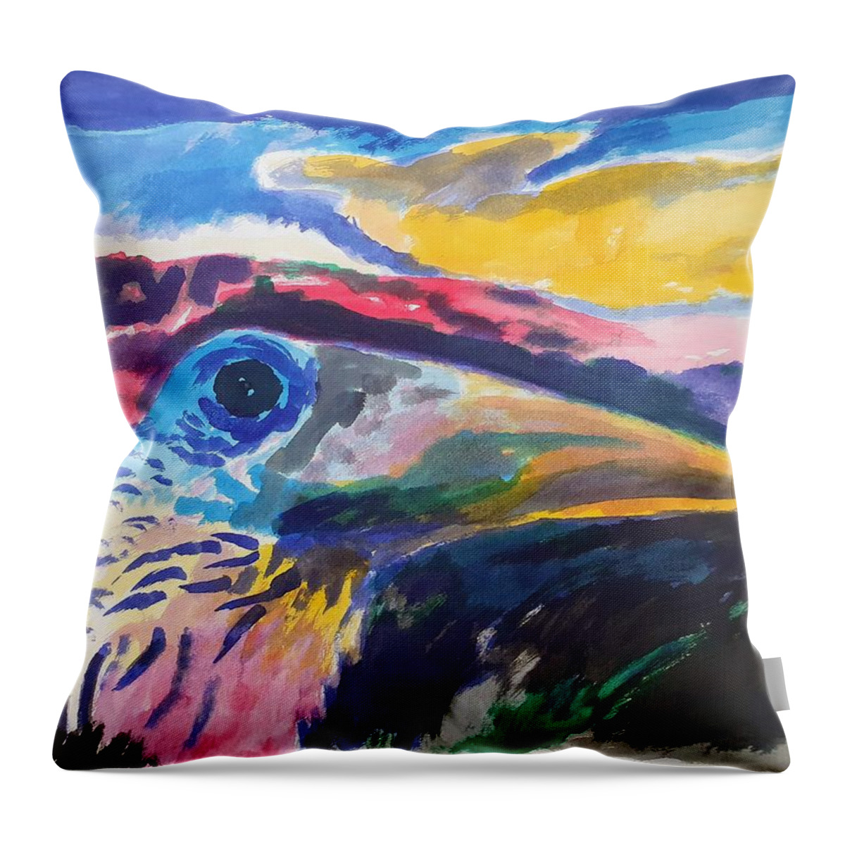 Tucano Throw Pillow featuring the painting L'occhio del tucano by Enrico Garff
