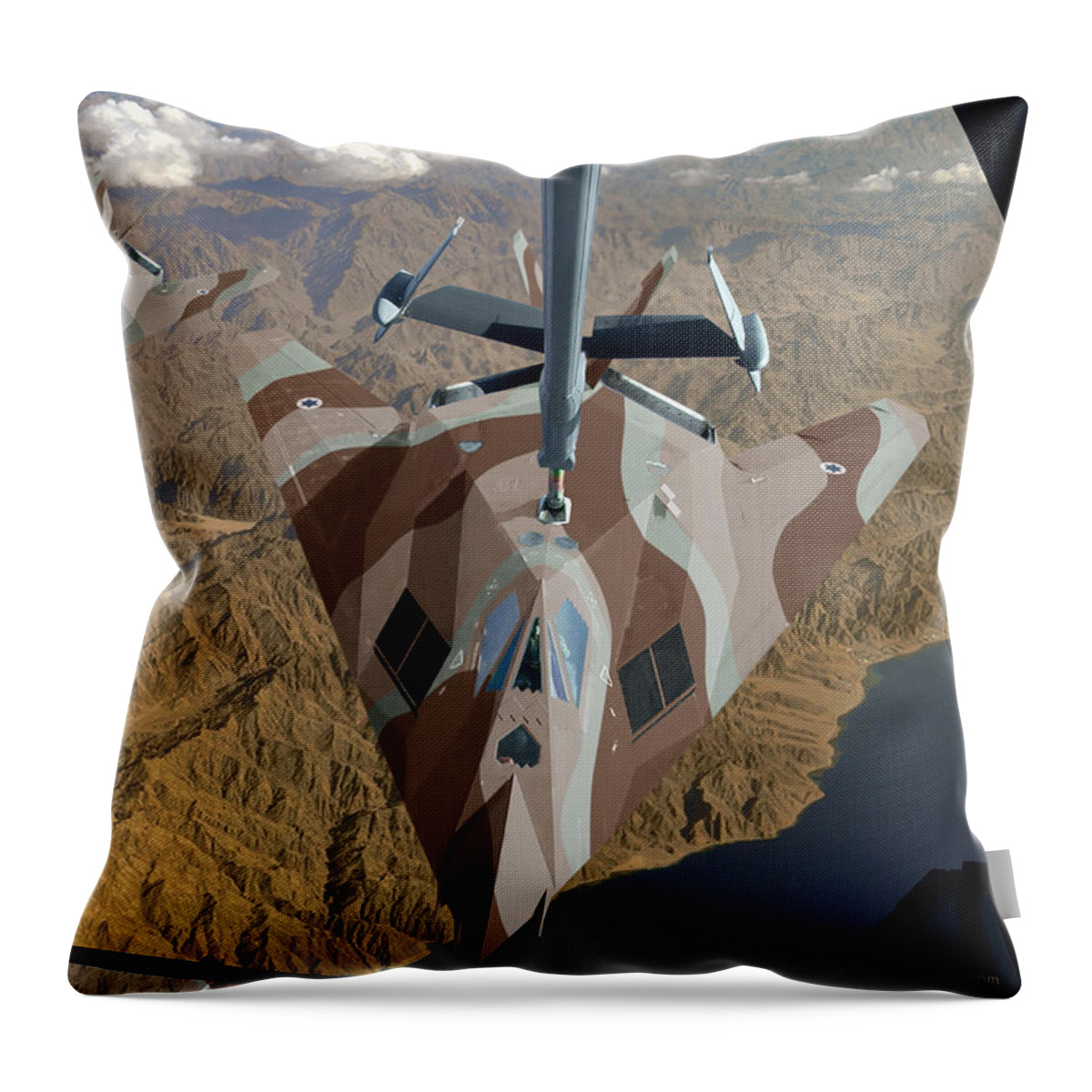Lockheed Throw Pillow featuring the digital art Lockheed F-117I Stealth by Custom Aviation Art