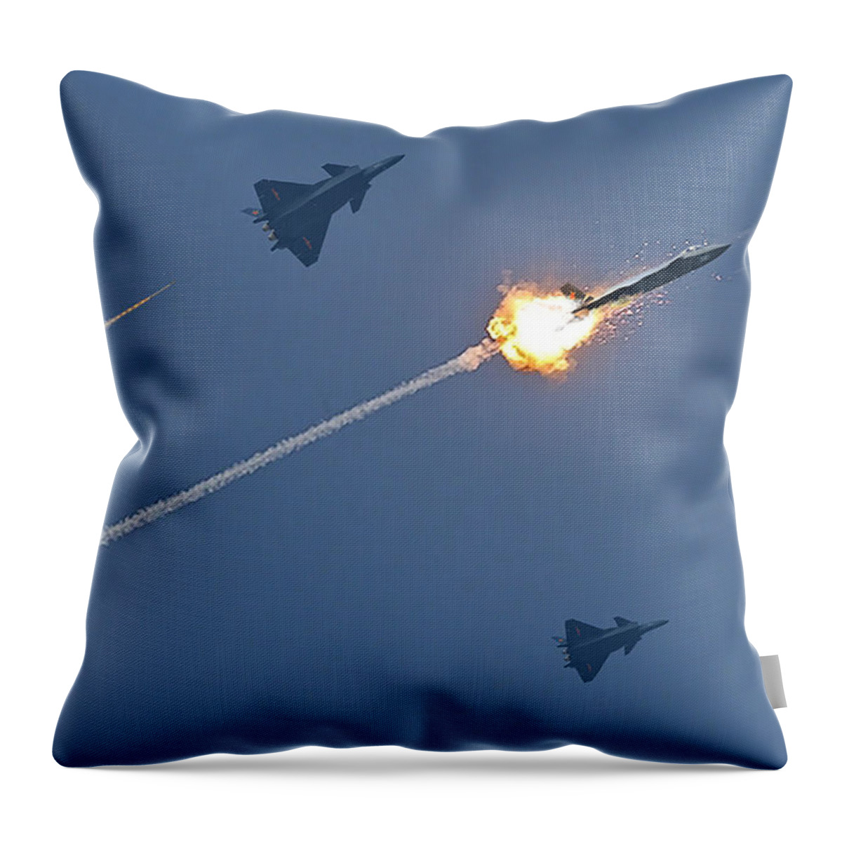 Lmt Throw Pillow featuring the digital art Lockheed LMT AIM-9X Downing J-20s by Custom Aviation Art