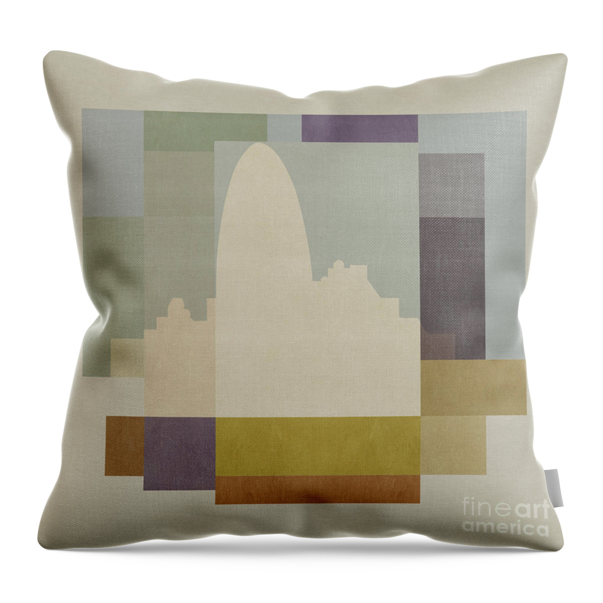 London Throw Pillow featuring the mixed media London Square - Gherkin by BFA Prints