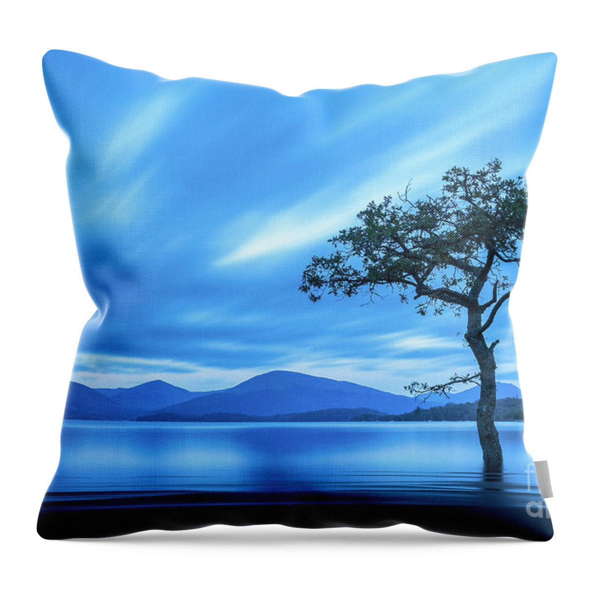 Milarrochy Bay Throw Pillow featuring the photograph Lone tree Milarrochy Bay by Janet Burdon