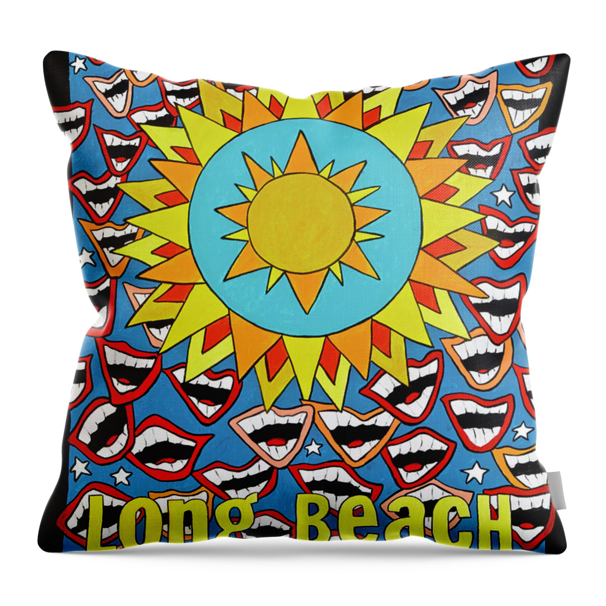 Long Beach Throw Pillow featuring the painting Long Beach by Mike Stanko