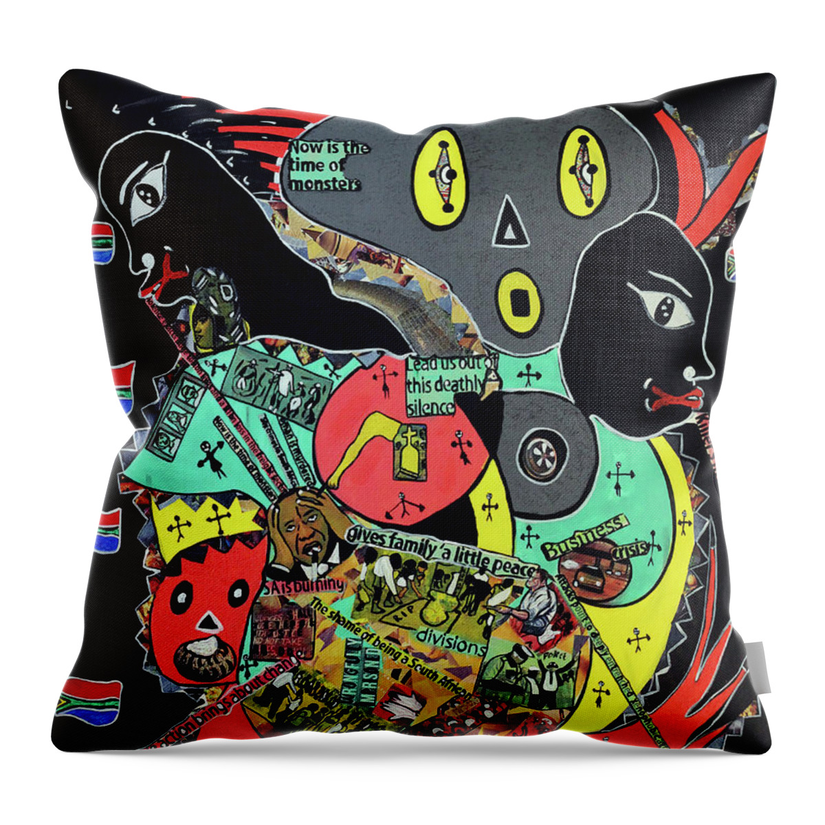 Soweto Throw Pillow featuring the painting Look At Em Go by Nkuly Sibeko