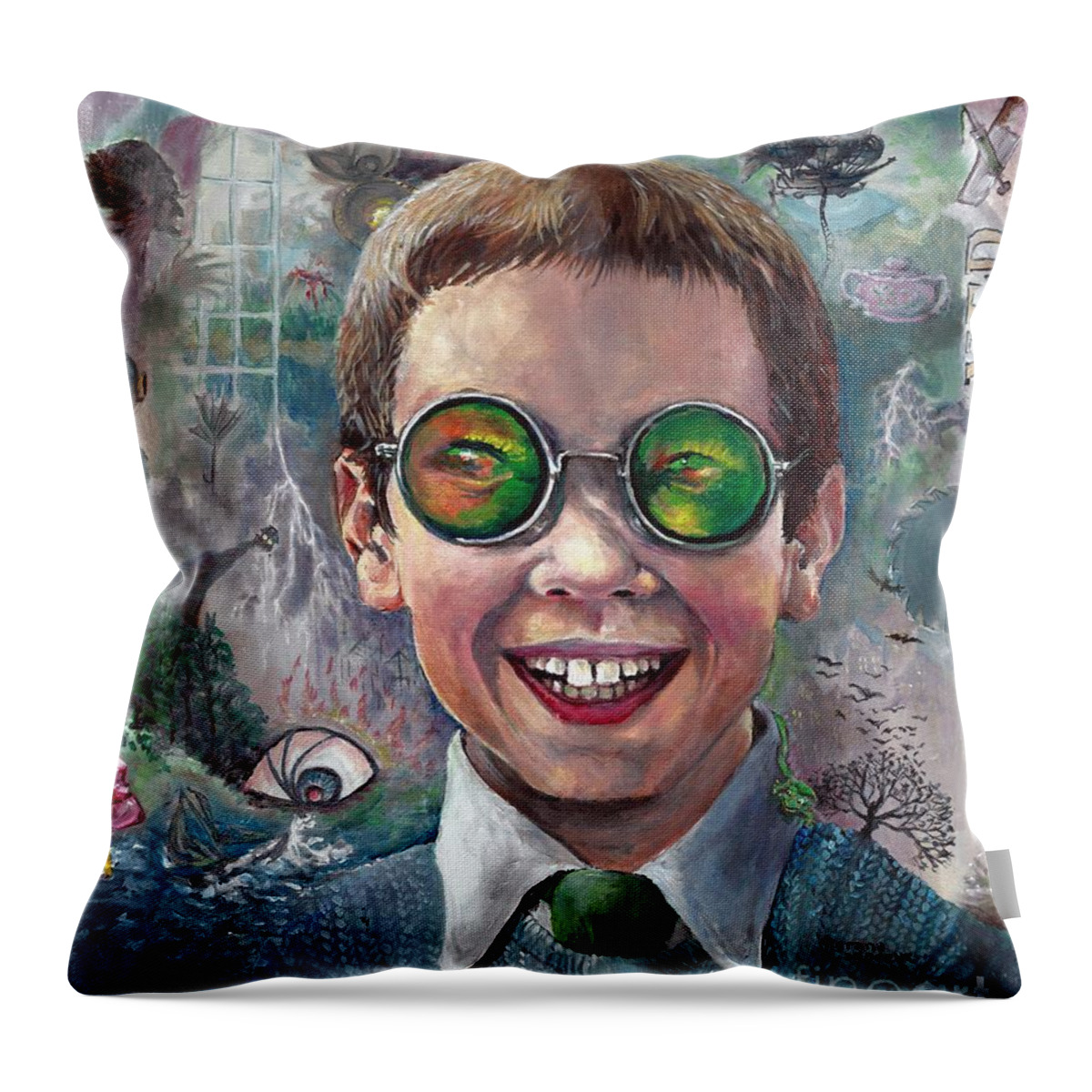 Lemony Snicket Throw Pillow featuring the painting Look Away by Merana Cadorette