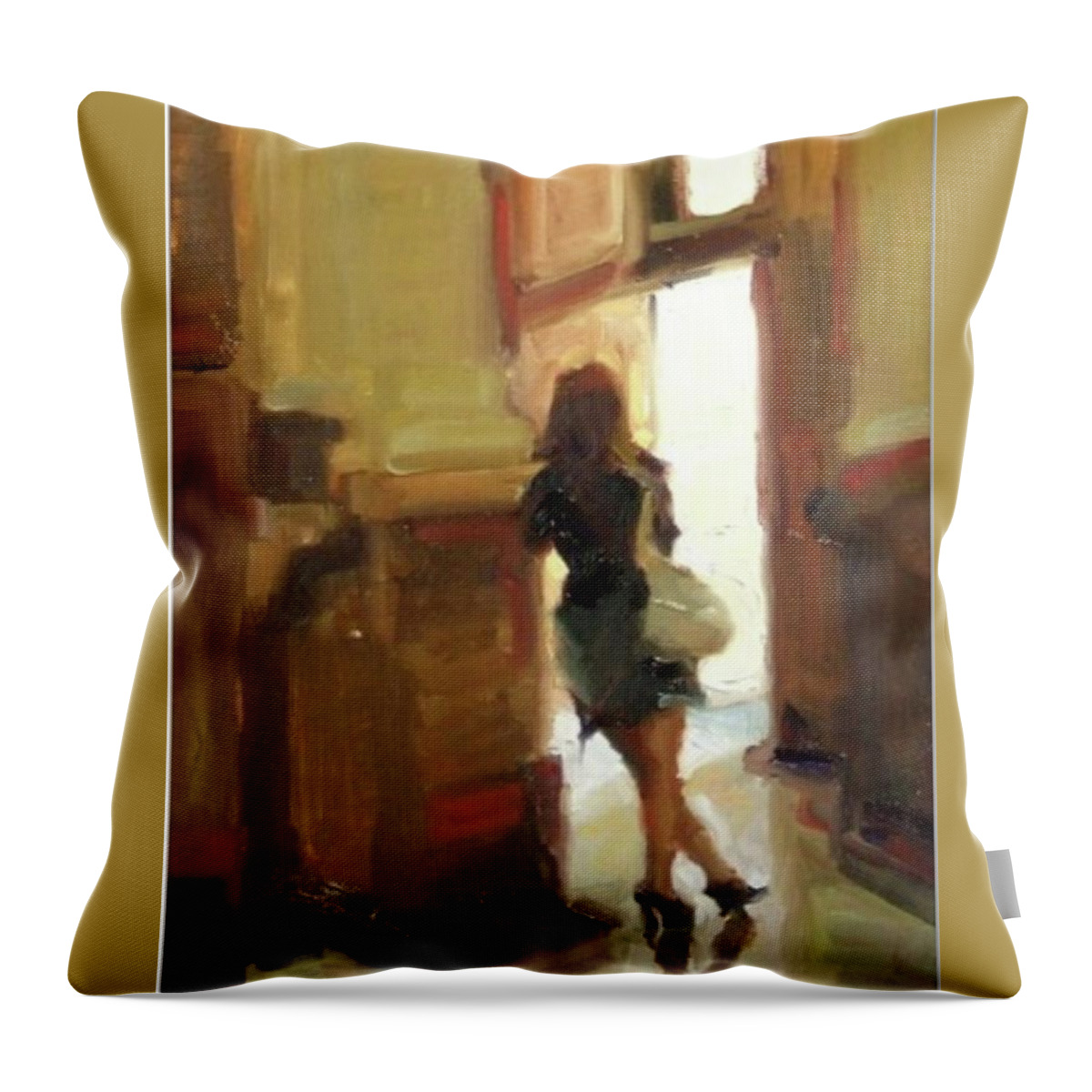 Figurative Throw Pillow featuring the painting Looking Outward by Ashlee Trcka