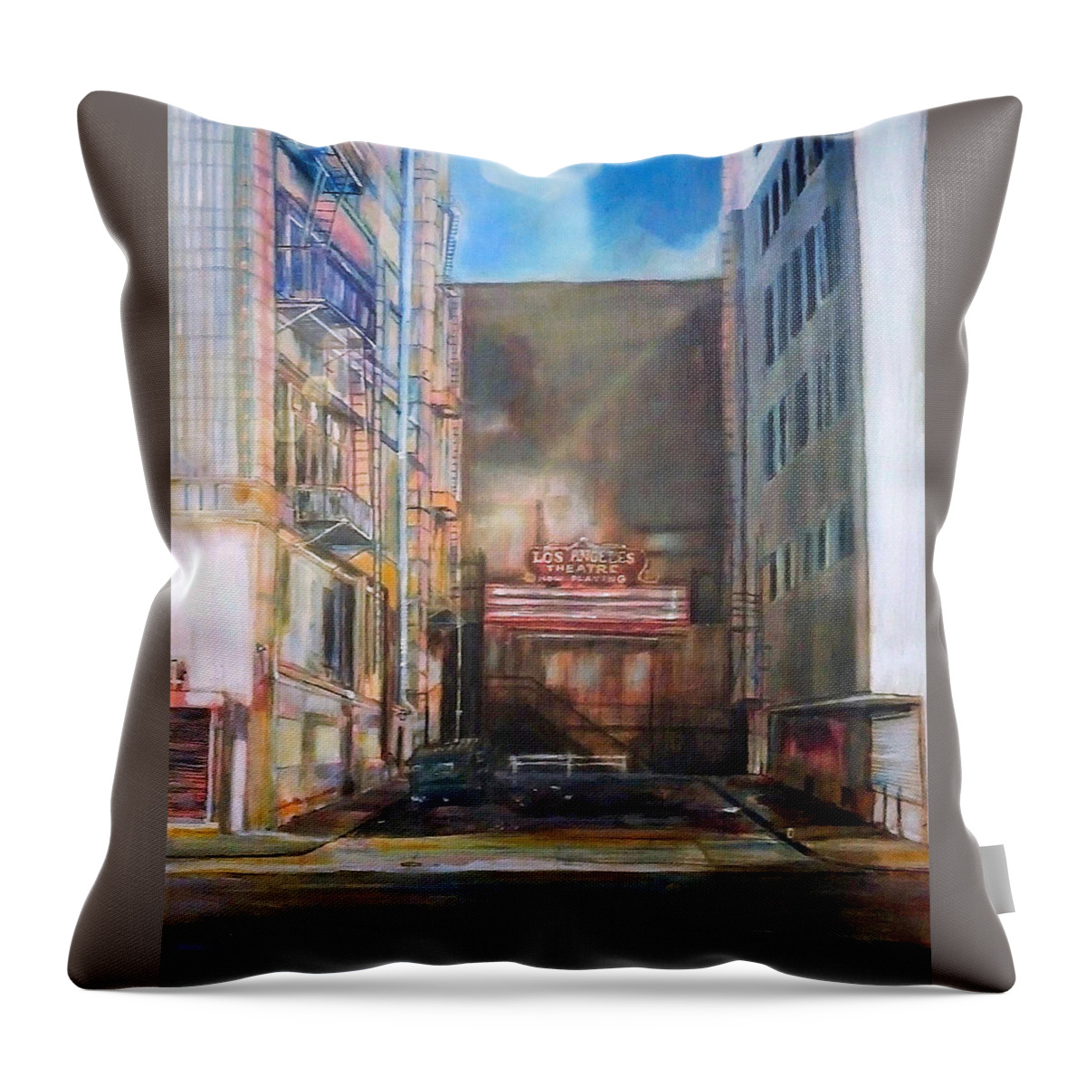  Throw Pillow featuring the painting Los Angeles by Try Cheatham