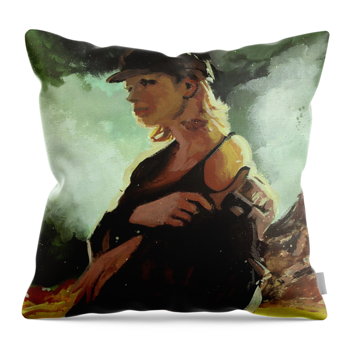 Gothic Throw Pillow featuring the painting Lost Girl by Sv Bell