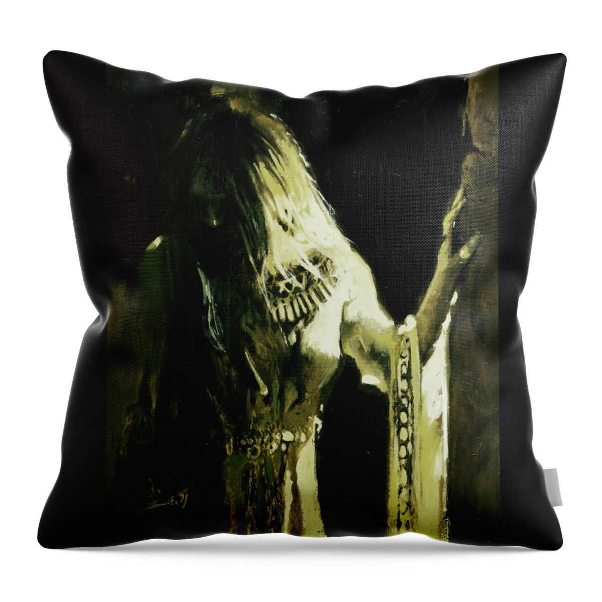 Gothic Throw Pillow featuring the painting Lost Soul by Sv Bell
