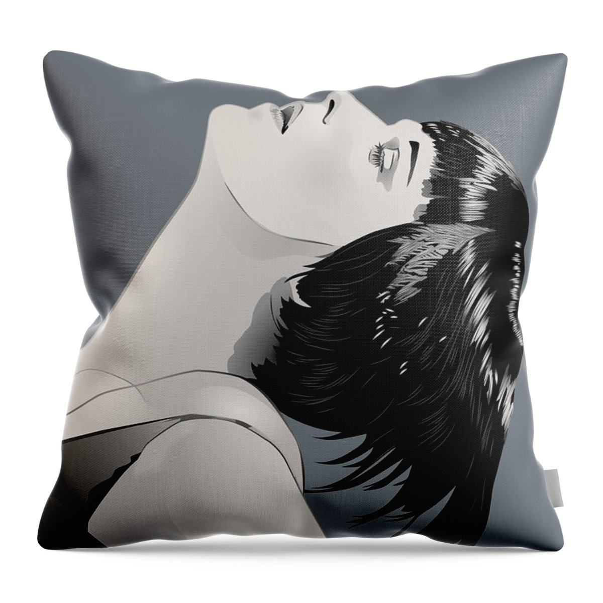 Louise Brooks Official Throw Pillow featuring the digital art Louise Brooks in Berlin - Slate Azure by Louise Brooks