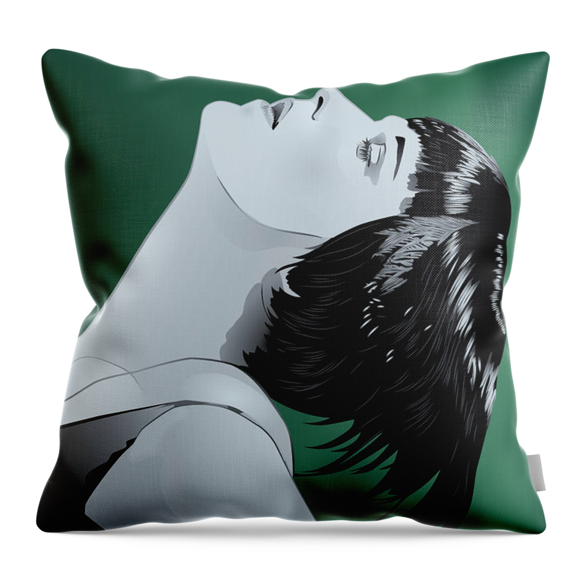 Louise Brooks Official Throw Pillow featuring the digital art Louise Brooks in Berlin - Viridian Patina by Louise Brooks