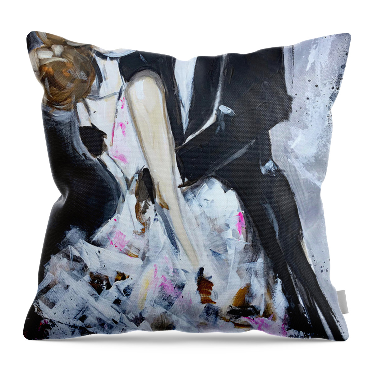 Just Married Throw Pillow featuring the painting Love by Roxy Rich