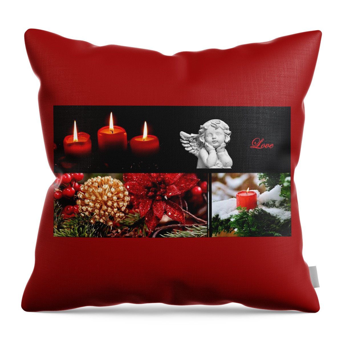 Angel Throw Pillow featuring the photograph Love - Winter Decor by Nancy Ayanna Wyatt