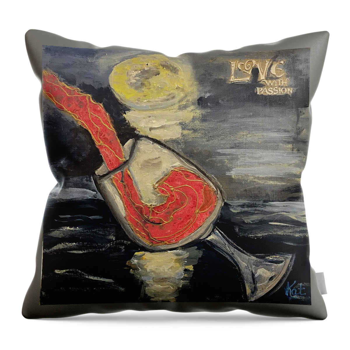 Wine Moon Love Passion Sky Throw Pillow featuring the painting Love With Passion by Kathy Bee