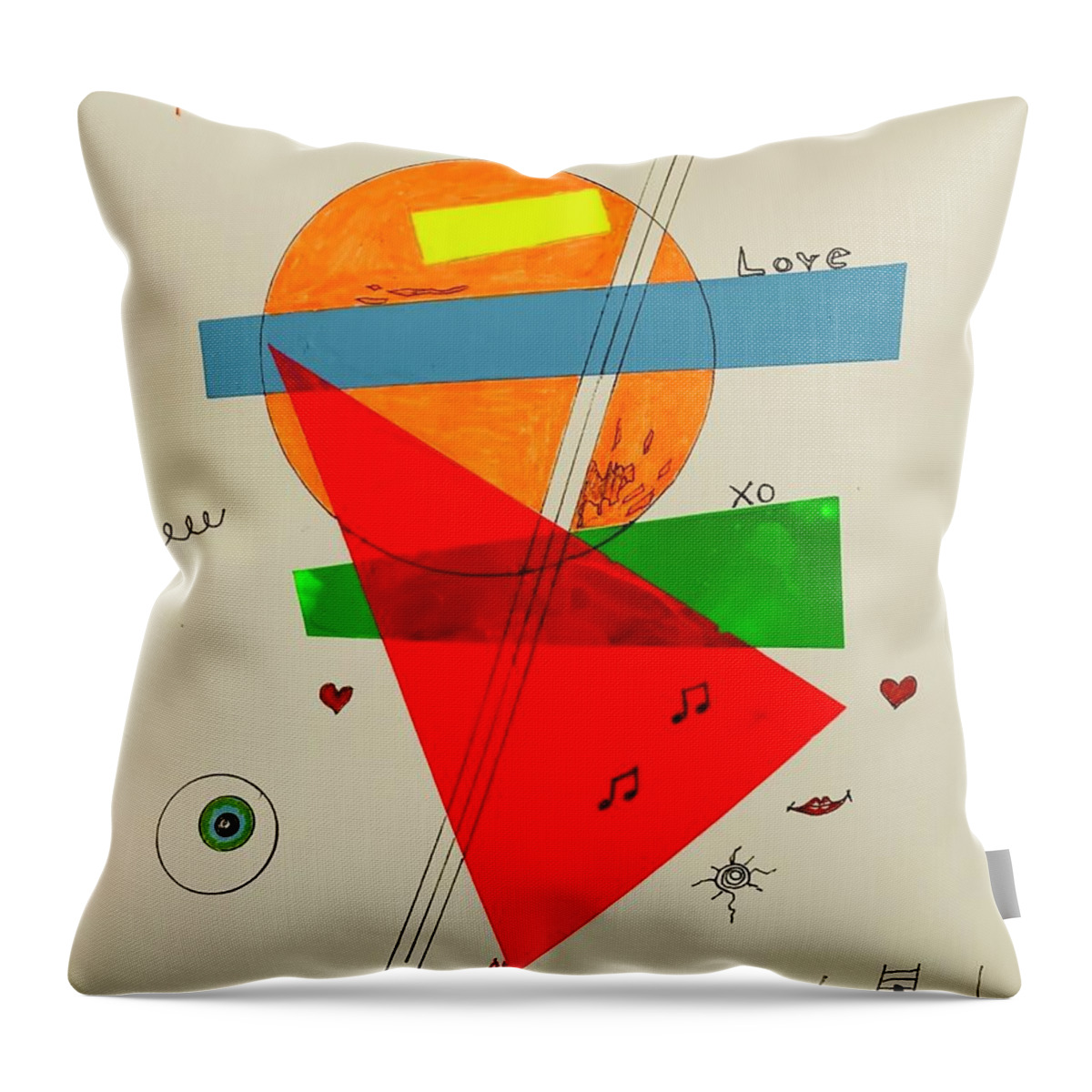  Throw Pillow featuring the mixed media Love xo Green Under Red 111414 by Lew Hagood