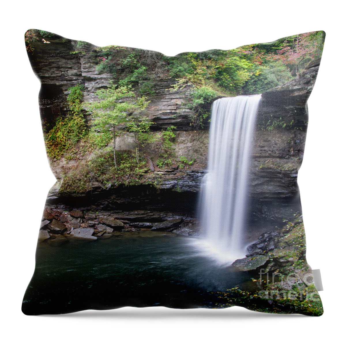 Greeter Falls Throw Pillow featuring the photograph Lower Greeter Falls 10 by Phil Perkins