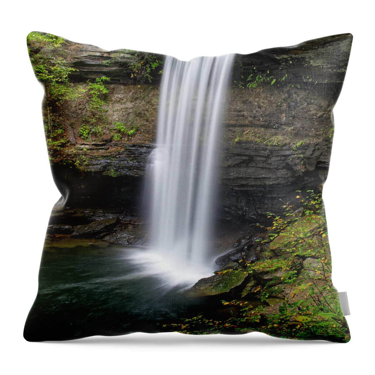 Greeter Falls Throw Pillow featuring the photograph Lower Greeter Falls 11 by Phil Perkins
