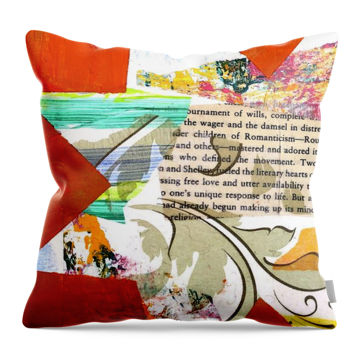 Orange Throw Pillow featuring the painting Lowercase Damsel In Distress by Cyndie Katz