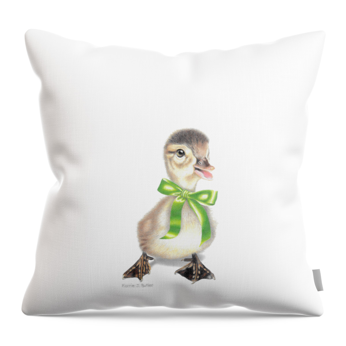 Duckling Throw Pillow featuring the drawing Lucky Ducky with Transparent Background by Karrie J Butler