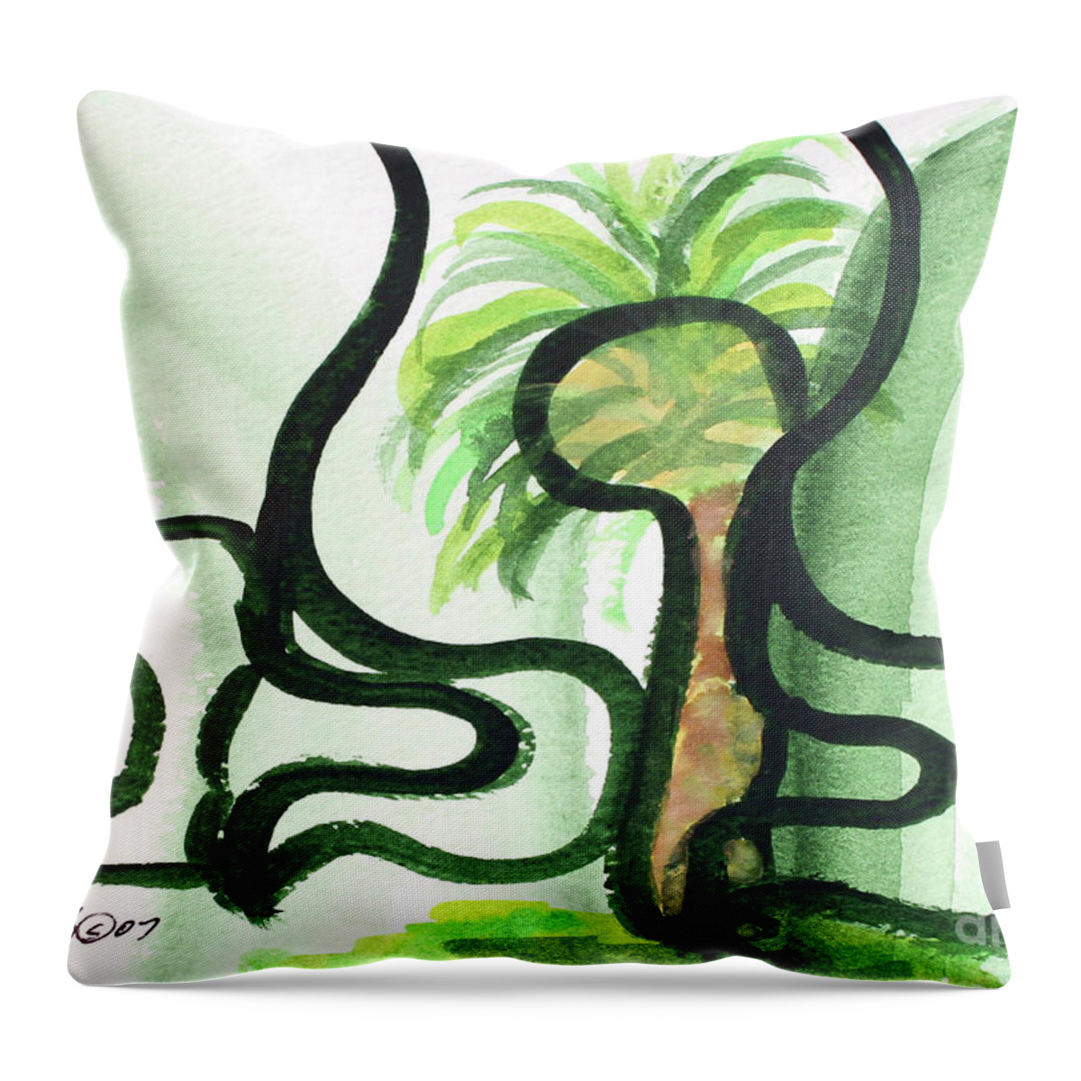 Lulav Sukkot Twig Throw Pillow featuring the painting LULAV suk3 by Hebrewletters Sl
